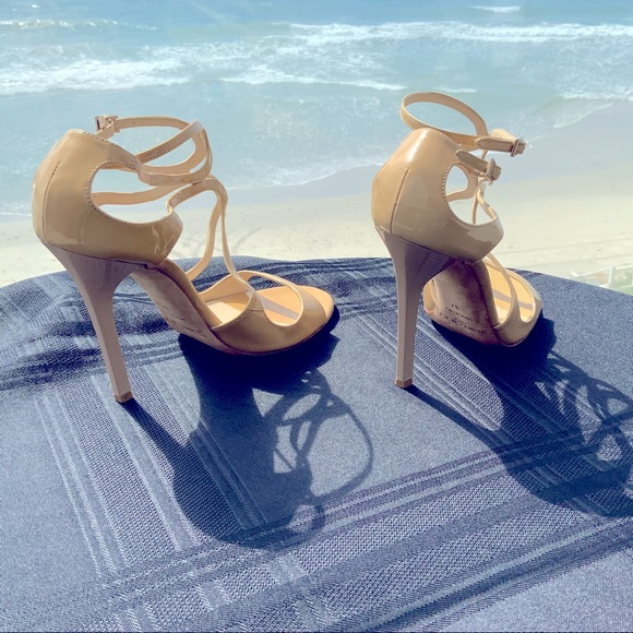 Jimmy Choo London Sandals Nude Patent Leather S 37 - Picture 6 of 12